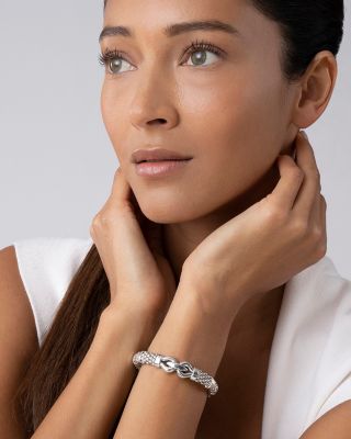 Sterling Silver Derby Large Buckle Caviar Bracelet