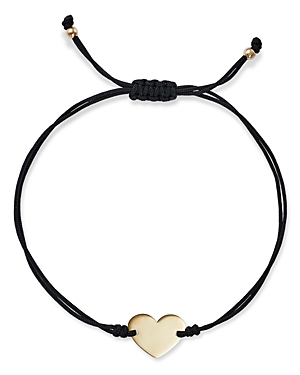 Moon & Meadow 14k Yellow Gold Polished Heart Cord Bolo Bracelet - 100% Exclusive In Black