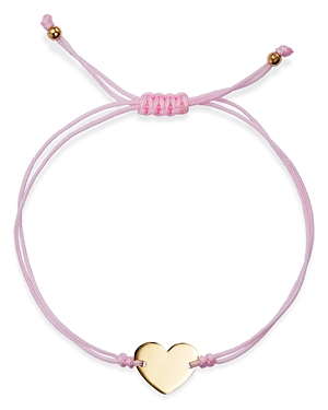 Moon & Meadow 14k Yellow Gold Polished Heart Cord Bolo Bracelet - 100% Exclusive In Pink
