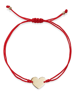 Moon & Meadow 14k Yellow Gold Polished Heart Cord Bolo Bracelet - 100% Exclusive In Red