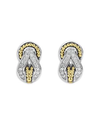 18K Yellow Gold & Sterling Silver Newport Diamond Knot Stud Earrings