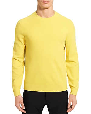 Theory Riland Knit Pullover Crewneck Sweater In Cyber Yellow