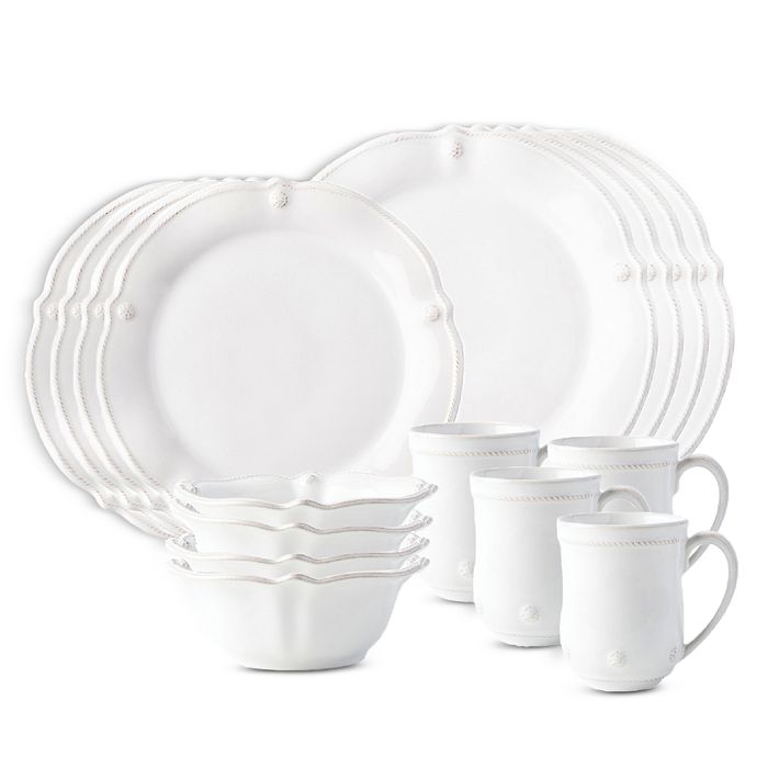 Juliska Berry & Thread Whitewash 16 Piece Dinnerware Set, Service for 4