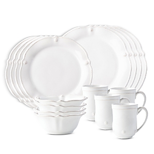 Juliska Berry & Thread Whitewash 16 Piece Dinnerware Set, Service For 4 In Whitewash