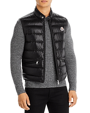 Moncler High Collar Puffer Quilted Sleeveless Jacket In Black