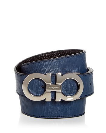Ferragamo - Men's Double Gancini Buckle Leather Belt