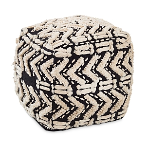 Tov Furniture Mariel Hand Woven Textured Pouf In Black