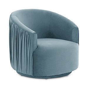 Tov Furniture London Pleated Velvet Swivel Chair In Blue