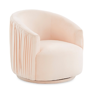 Tov Furniture London Pleated Velvet Swivel Chair In Peche