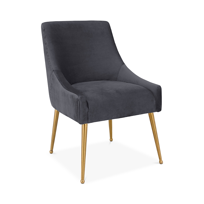 Tov Furniture Beatrix Pleated Velvet Side Chair In Gray