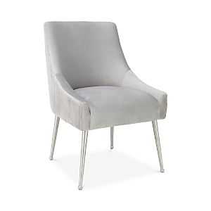 Tov Furniture Beatrix Pleated Velvet Side Chair In Light Gray/silver Leg