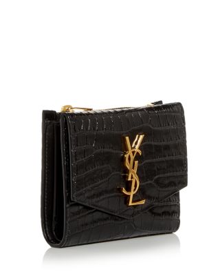 Uptown Compact Wallet in Crocodile-embossed Shiny Leather