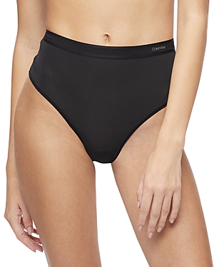 Calvin Klein Women's Second Skin High Waist Thong Underwear In Black