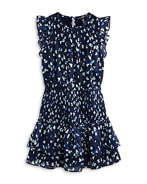 Aqua Girls' Speckle Flutter Smocked Dress, Big Kid - 100% Exclusive In Navy