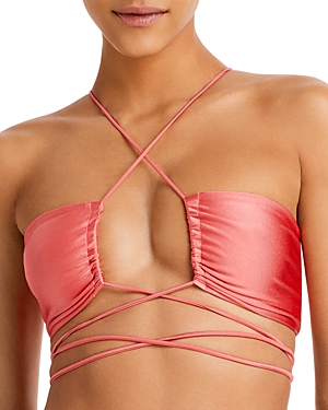 Jade Swim Livi Front-tie Bikini Top In Coral Shn