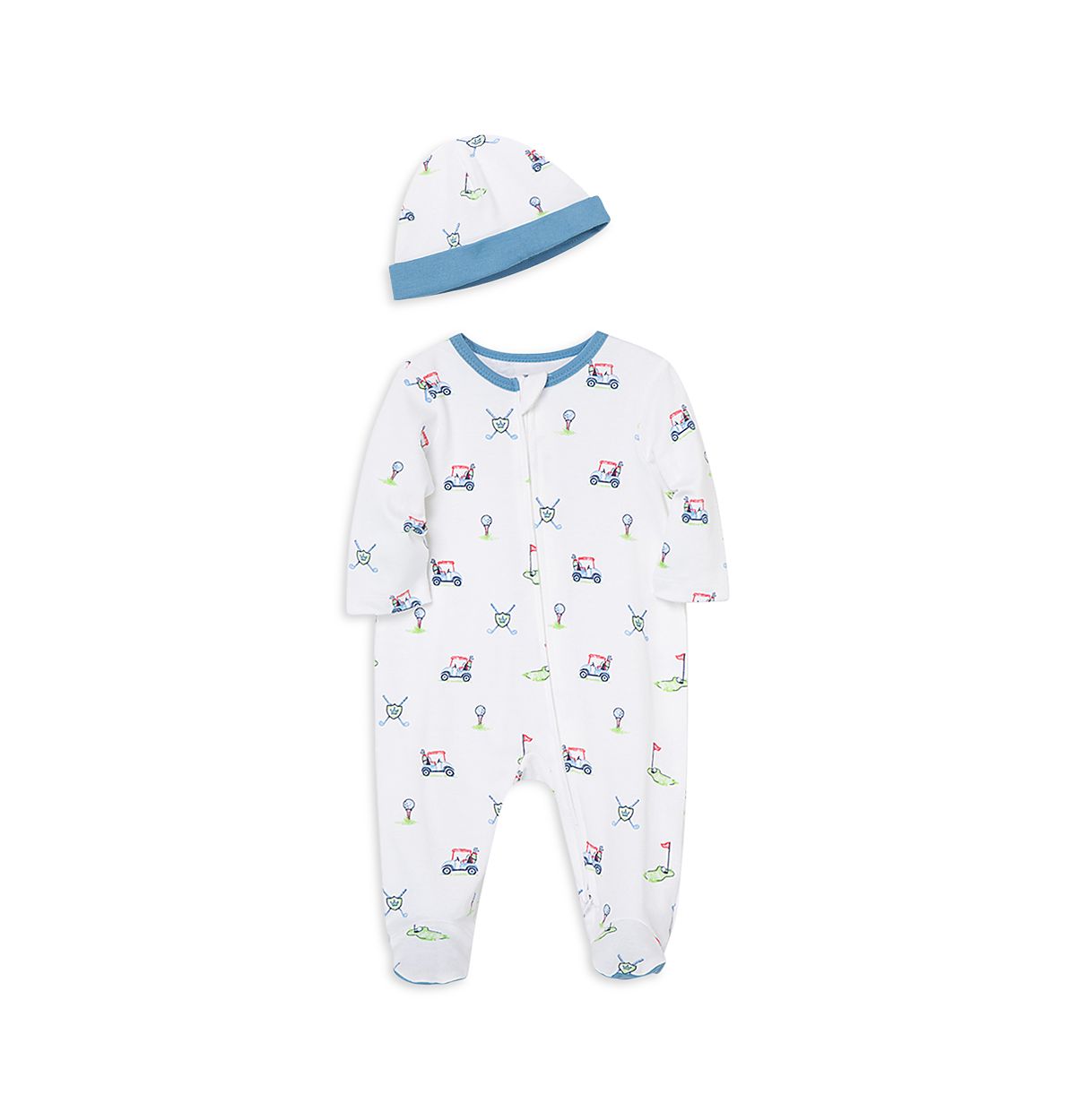 Little Me Boys' Cotton Golf Footie & Hat Set - Baby