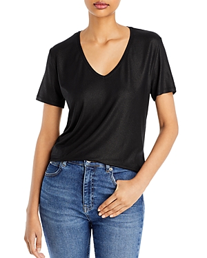 Majestic V-neck Short-sleeve Tee In Noir