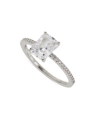 Nadri Pave & Rectangle Cubic Zirconia Ring in Rhodium Plated
