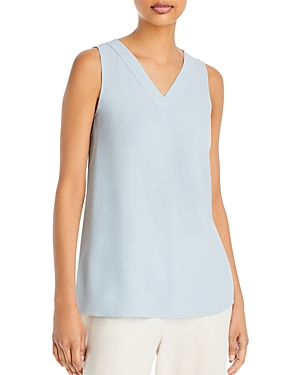Eileen Fisher Silk V Neck Tank, Regular & Plus In Frost