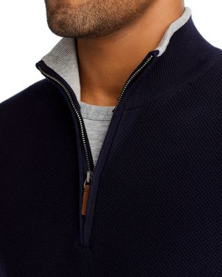 Cotton Tipped Textured Birdseye Half Zip Sweater - Exclusive