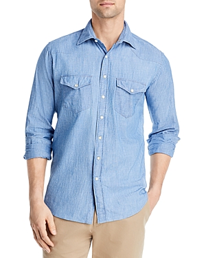 Sid Mashburn Cotton Western Shirt In Blue | ModeSens