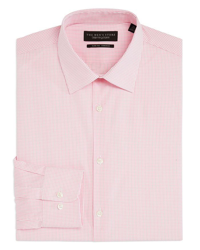 The Men's Store at Bloomingdale's Cotton Stretch Check Slim Fit Dress ...