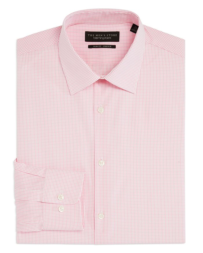 The Men's Store at Bloomingdale's Blue Multi Check Slim Fit Dress Shirt 15x34-35