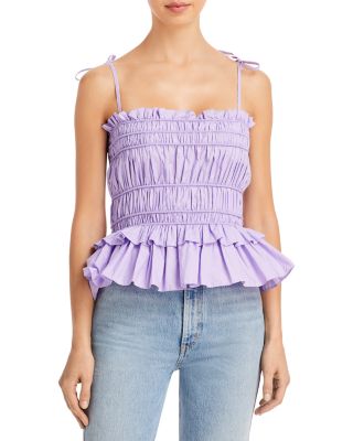 AQUA - Ruched Poplin Sleeveless Top - 100% Exclusive