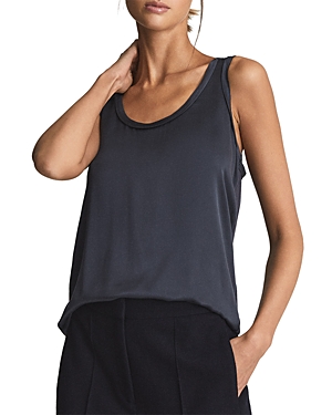 Reiss Riley Silk Front Vest In Navy