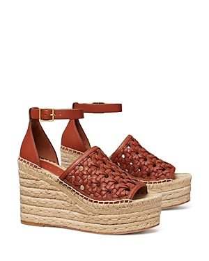 TORY BURCH WOMEN'S BASKETWEAVE ANKLE STRAP ESPADRILLE WEDGE SANDALS