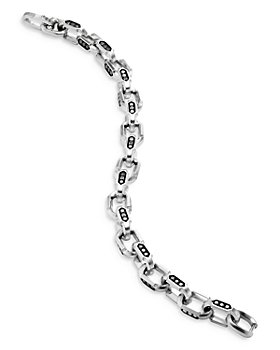 David Yurman - Men's Sterling Silver Hex Black Diamond Link Bracelet
