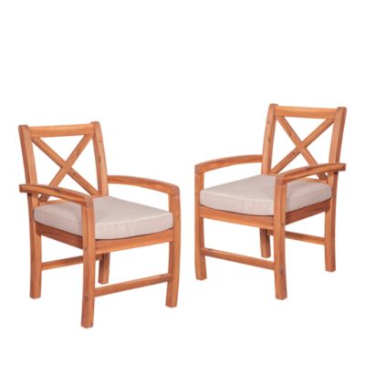 walker edison acacia wood patio chairs