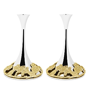 Michael Aram Hydrangea Candleholders, Set Of 2 In Silver/gold