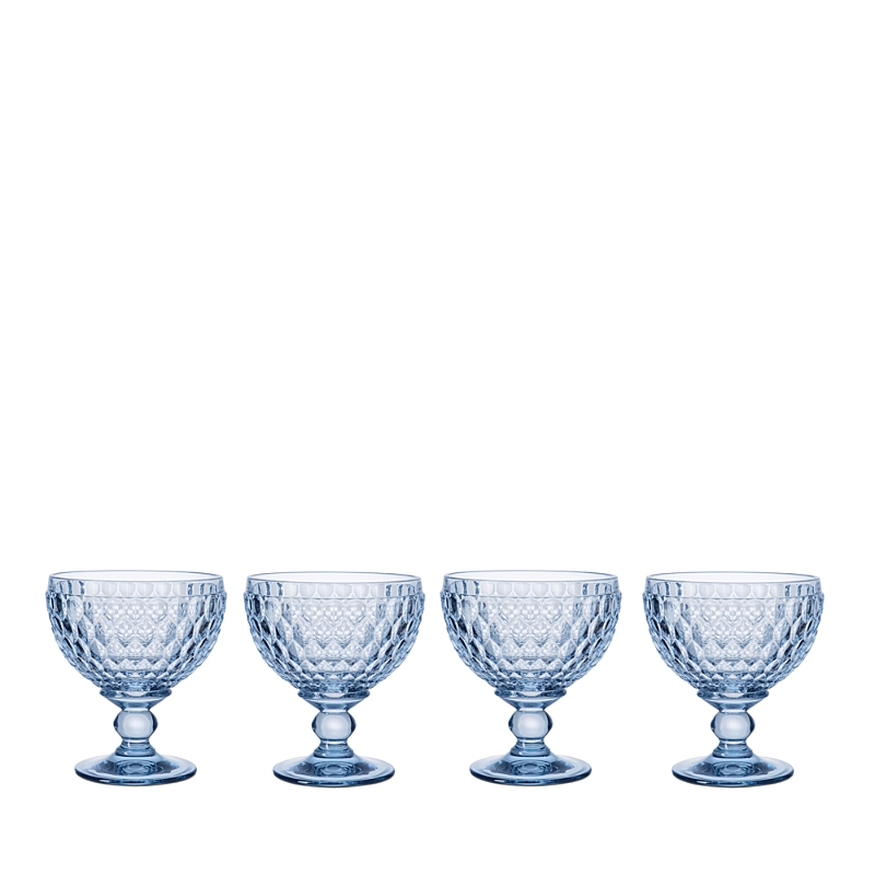 Villeroy & Boch Boston Smoke Crystal Dessert Bowl/ Champagne Glass, Set Of 4 In Blue