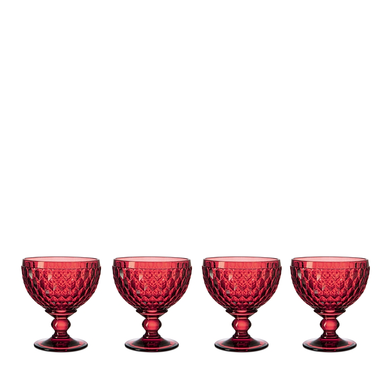 Villeroy & Boch Boston Red Crystal Dessert Bowl/ Champagne Glass, Set Of 4 In Red