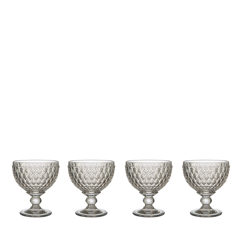 Villeroy & Boch Boston Smoke Crystal Dessert Bowl/ Champagne Glass, Set Of 4 In Smoke