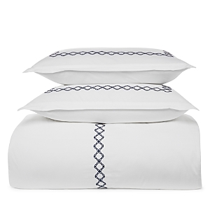 Sky Embroidered Percale Duvet Cover Set, Full/queen - 100% Exclusive In Navy