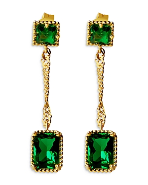 Argento Vivo Green Cubic Zirconia & Chain Drop Earrings in 14K Gold Plated Sterling Silver