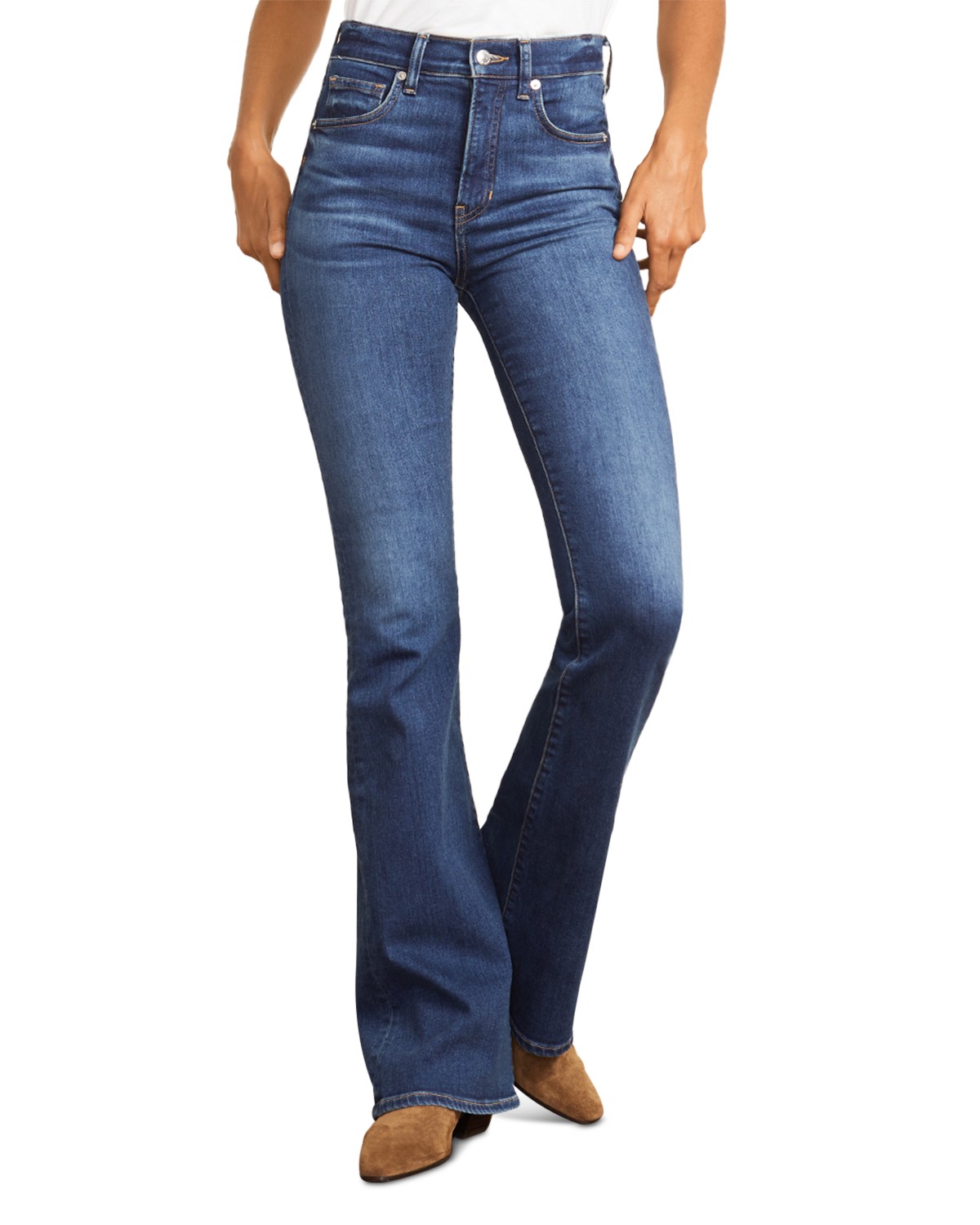 Beverly High Rise Flare Jeans in Bright Blue