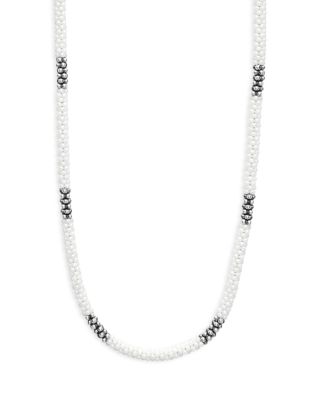 LAGOS - Sterling Silver White Ceramic Bead Collar Necklace, 16"