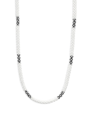 Shop Lagos Sterling Silver White Ceramic Bead Collar Necklace, 16 In White/silver