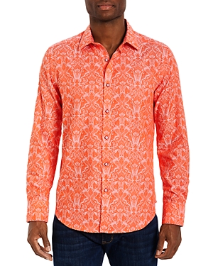 Robert Graham Men's Highland Stretch Cotton Jacquard Sport Shirt In Coral