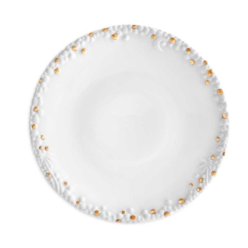 L'Objet Haas Mojave Dessert Plate with Gold Accents in White/Gold