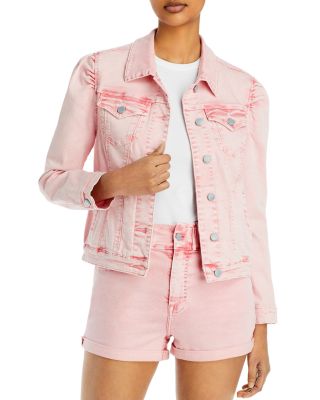 Bloomingdale’s Aqua Pink hotsell Jean Jacket Puff Sleeve xs/s