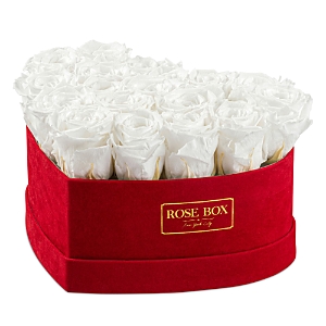 Rose Box Nyc Medium Red Heart Box In Pure White