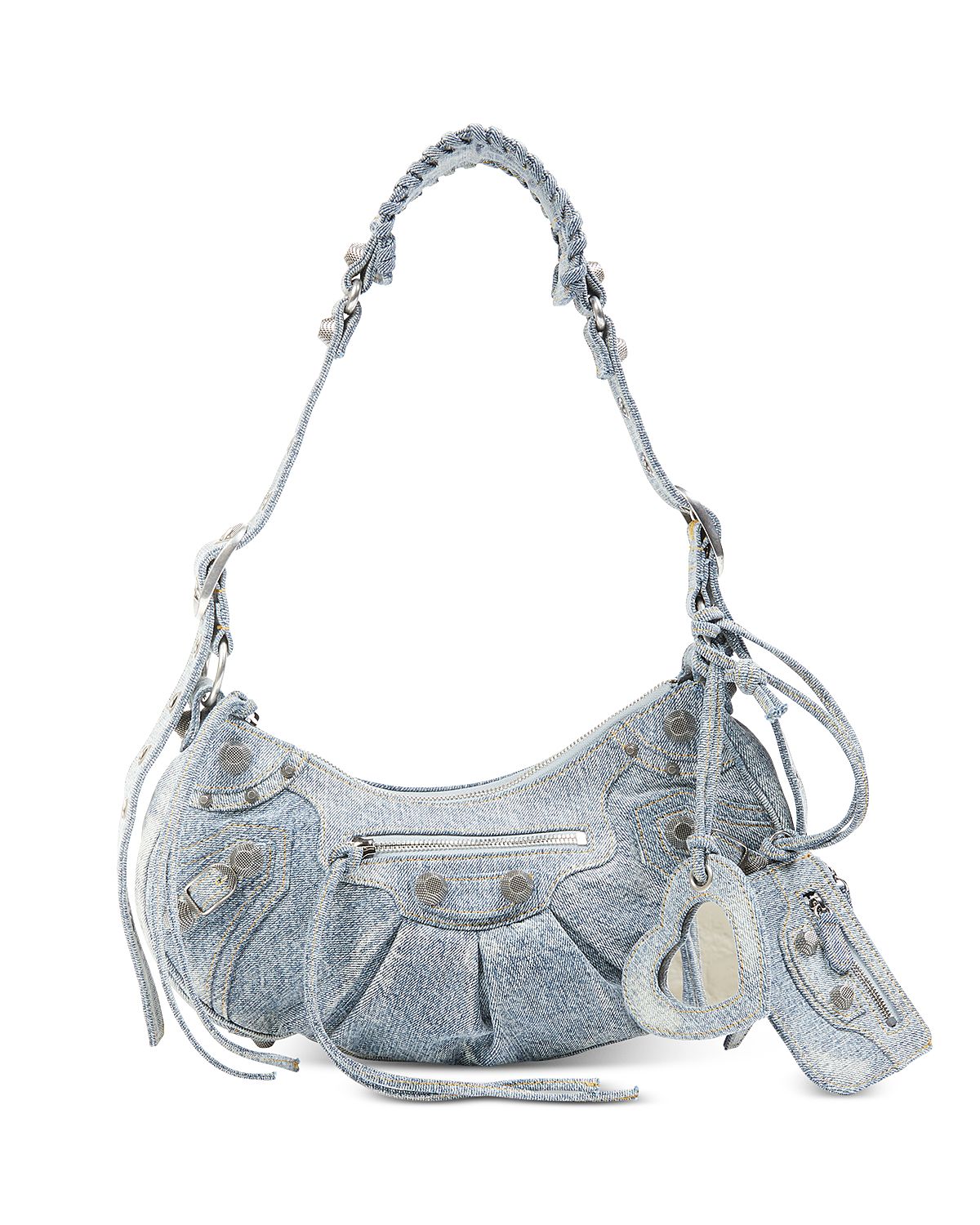 Balenciaga Le Cagole Mini Shoulder Bag Denim With Rhinestones