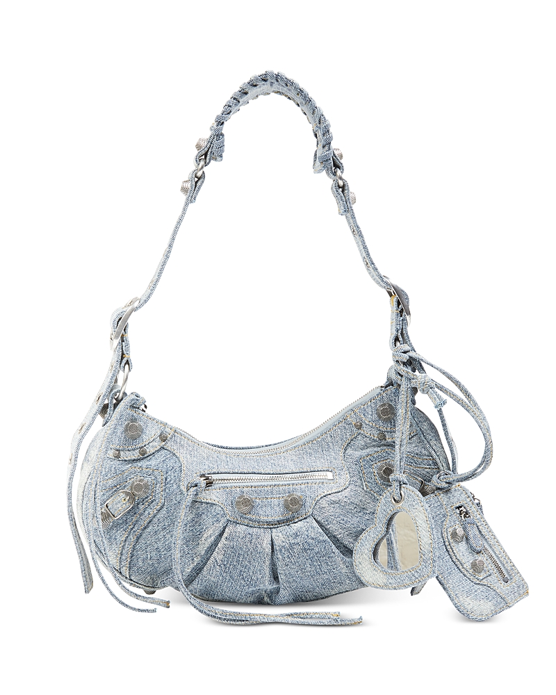 Balenciaga Le Cagole Mini Shoulder Bag Denim With Rhinestones