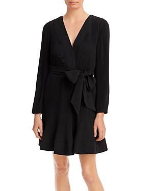 Shop Milly Liv Belted Pleated Dress In Black