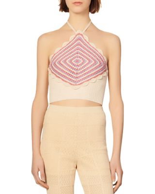 Sandro - Bologne Crochet Halter Top