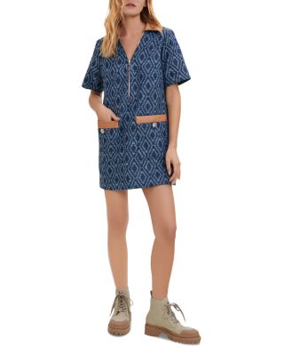 maje printed jacquard dress